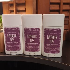 Schmidt's Lavender Tips Deodorant Sensitive Skin Lot Of 3 Coconut Oil 2.65 OZ